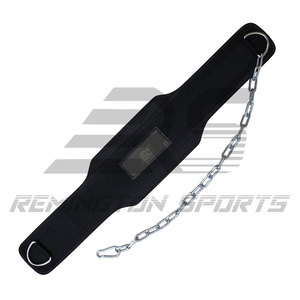 Professional Weight Lifting Dip <b>Belt</b> With Adjustable Heavy Duty Steel <b>Chain</b> Studded Workout Leather Dipping <b>Belt</b> - Product Image 2