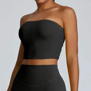 Strapless Sexy Sports Bra for Women Anti-Sweat Fitness Crop Top Breathable Yoga Bra Shockproof Gym Workout Top <b>Knee</b> Solid - Product Image 4