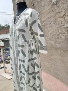 Vestido maxi de algodón étnico indio estilo bohemio con estampado de bloques de mano y mangas largas de campana vestidos casuales para mujer - Product Image 4