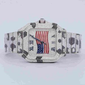 Montre pour homme style Hip Hop, en acier inoxydable, sertie de diamants de laboratoire, nouvelle collection, affichage analogique, verre tendance, montre de marque - Product Image 1