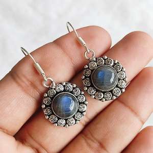 Boucles d'oreilles en labradorite, plaquées argent sterling 925, boucles d'oreilles en pierres précieuses faites à la main, style bohème, bijoux pendantes, cadeau pour elle, cadeau pour maman - Product Image 3
