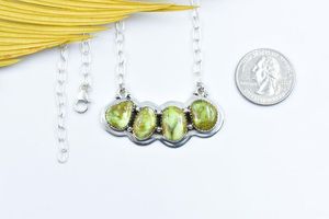 Collar de piedras preciosas bohemio hecho a mano de plata de ley para mujer Palomino turquesa racimo 18 pulgadas cadena ajustable chapado en oro rodio - Product Image 2