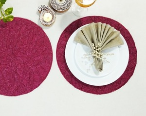 Luxury Handmade Eco-Friendly Wedding <b>Placemat</b> with Seed Beads Embroidery India Handmade - Product Image 3
