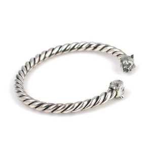 925 Sterling <b>Silver</b> Small Bear Head Twisted <b>Men</b>’s Bracelet | Handmade Turkish Jewelry - Product Image 1