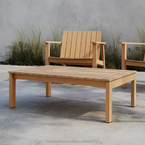 Mesas de Muebles de Exterior, Tamaño 100x60x35, Hechas de Madera de Teca Envejecida, Diseño Moderno, Precio Económico - Product Image 4