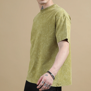 เสื้อยืดผู้ชายซักด้วยกรดทำจากโรงงานสีที่กำหนดเองและขายดี - Product Image 3