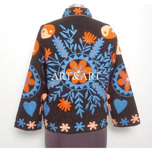 <b>Floral</b> Embroidery Button Cotrise <b>Quilted</b> Jacket Cotton Stripe Lining Handmade Winter Autumn Quick Dry Style Party Wear - Product Image 5