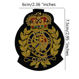 Écusson brodé en fil d'or OEM, badge en fil de bullion, broderie à la main, travail d'or, nouveau design, badge en bullion, dernier modèle - Product Image 2