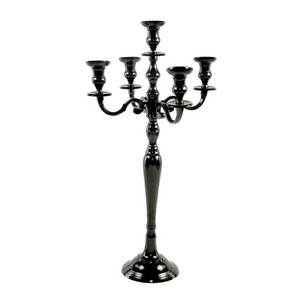 Candelabros de pie de aluminio niquelado hechos a mano para elevar velas cónicas de 5 brazos - Product Image 5