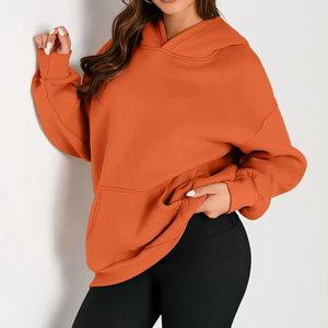 Femmes hiver personnalisé imprimé sweats à capuche surdimensionné chute épaule manches haute qualité épais tricoté à capuche avant Logo polaire - Product Image 4