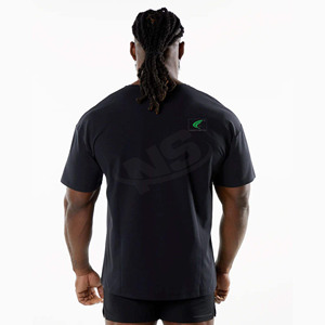 Nouveau Style 100% coton surdimensionné coupe ample imprimé T-Shirt hommes thermique robuste tricoté couleur unie vêtements de sport conception personnalisée - Product Image 2