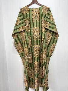 Robe d'été bohème Loungewear Maxi Dress Tiger Printed Organic Cotton Kaftan Nightwear Gown Beach Cover Sleepwear Casual Dresses - Product Image 5