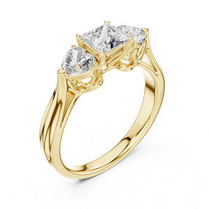 Bague à clous en or blanc 14 carats avec diamant de laboratoire princesse et cœur |   Bague d'anniversaire |   Nouveau diamant cultivé - Product Image 6