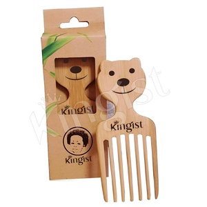Peigne à dents larges en bois de bambou naturel écologique pour bébé et enfant - Product Image 4
