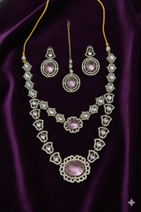 Beautiful Stunning Vintage Cubic Zircon Crystal Oval Shape <b>Kundan</b> Studded Dangle Antique Gold Plated Wedding Party <b>Jewelry</b> Set - Product Image 3