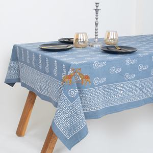 Manteles rectangulares 100% algodón Dabu con estampado floral de Jaipur, hechos a mano con técnicas de bloque, para decoración del hogar. - Product Image 2