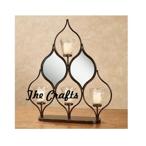 Porte-bougie mural en fer noir, design unique, porte-bougie décoratif avec cheminée en verre, best-seller - Product Image 3