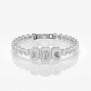Brazalete de Diamantes Cultivados en Laboratorio con Corte Esmeralda para Mujer, Oro de 14k, Elegantes Brazaletes de Diamantes - Product Image 3