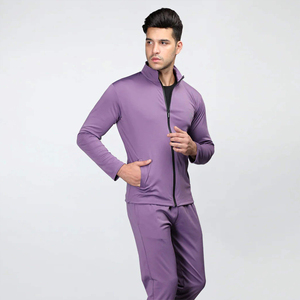 Ensemble de survêtement d'hiver pour homme, veste à cordon de serrage et pantalon assorti, léger, pour l'entraînement sportif, vêtements de sport confortables - Product Image 1