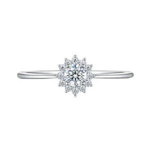 Anillo de Halo con Zirconia en Forma de Flor Romántica para Mujer, Chapado en Rodio, Plata de Ley 925, Regalo para Fiesta, Compromiso o Boda, Venta al Por Mayor - Product Image 2