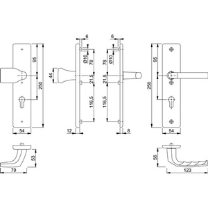 Schutzgarnitur Birmingham 78G/2221A/2440/1117 Aluminio F1 72 mm 37-42 mm HOPPE Soportes para Puertas - Product Image 3