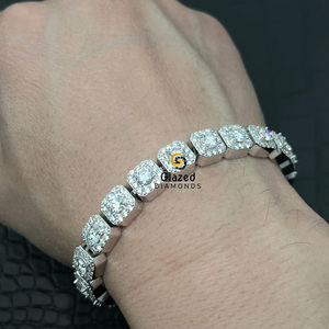 Pulsera de racimo de Plata de Ley 925 con diamantes cultivados en laboratorio de claridad VVS, joyería de perlas heladas llamativas, regalo perfecto - Product Image 1