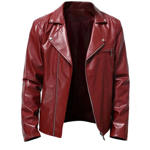 Chaqueta Safari de PU para Hombre, Cuello Alto, Cierre de Cremallera, Construcción Ligera, Exterior Resistente al Agua, Logotipo Frontal - Product Image 1