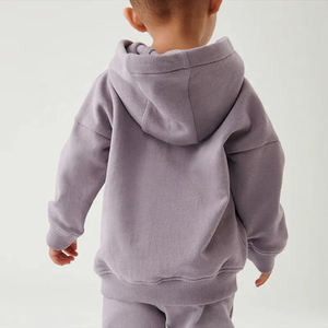 2025 gros enfants automne brodé délavé à la pierre fermeture éclair couleur unie sweat à capuche de sport pour garçons et filles coton polaire - Product Image 5