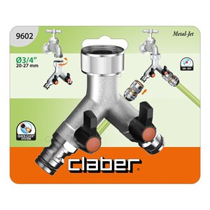 Conector de Grifo de Riego de 2 Vías Claber Metal Jet 9602 con Acoplamiento Rápido, Conectores de Agua para Jardín, Ajustables de 2 Vías - Product Image 2