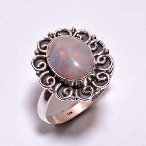 แหวนเงินสเตอร์ลิง925ทำด้วยมือโอปอลเอธิโอเปียอัญมณีธรรมชาติเครื่องประดับแบบกำหนดเองขายส่ง - Product Image 5