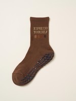 Chaussettes de Pilates personnalisées JZVINA avec logo, motif jacquard brodé, bord côtelé antidérapant, chaussettes antidérapantes pour le yoga nu et le reformer