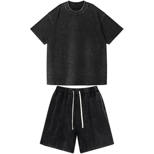 Saleh Enterprises Oversized Terry Cotton T-Shirt with Relax Fit Shorts <b>Matching</b> Lounge Set Casual Streetwear Summer Outfit - Product Image 3