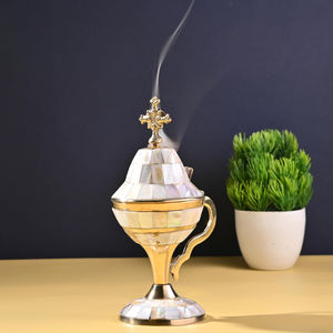Prime Quality Brass Incense Burner With <b>Mother</b> of Pearl Sea Shell Burner Holder With Handle for Home Office Decor - Product Image 4