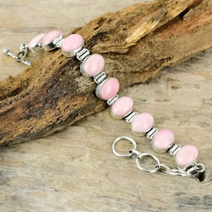 Pulsera de Tenis con Ópalo Rosa de 8x10 mm, Corte Ovalado, Plata de Ley 925, Joyería Fina Moderna para Mujer - Product Image 3