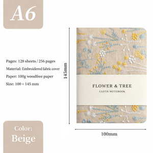 Cuaderno de Tapa Dura Gruesa A6, Estilo Vintage Retro, con Tela de Lino, Cosido con Hilo, Personalizable con Bordado de Flores y Árboles, para Estudiantes - Product Image 6