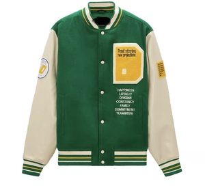 Chaqueta de cuero Vintage para hombre con logotipo personalizado tejido de algodón transpirable Varsity otoño e invierno con decoración de patrón de botones - Product Image 1