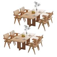 Ensemble table et chaises de restaurant en teck massif, prix de gros, pour intérieur et extérieur, produit de haute qualité