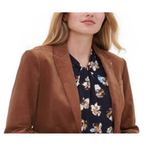 Blazer Monopetto in Velluto a Coste Marrone Tommy Hilfiger Taglia 0 Lungo con Ricamo e Decorazioni Tessute - Product Image 2