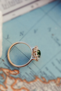 14K ของแข็งสีเหลืองทองธรรมชาติมอสอาเกตกับลูกแพร์อัญมณีเพชรโมอิสและแหวนเครื่องประดับคุณภาพสูงรูปทรงกลม - Product Image 2