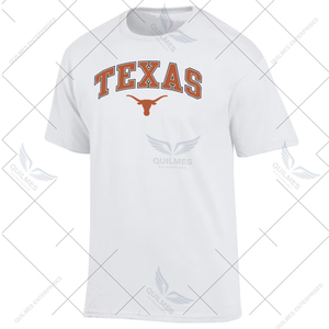 University Texas Longhorns Custom Arched Logo Camiseta Transpirable Alta calidad 220 Gramos Ligero Casual Patrón sólido-Blanco - Product Image 6