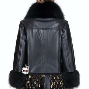 Veste de motard d'hiver en peau de mouton de haute qualité pour femmes Design à col montant avec poche zippée Coupe-vent Respirant et léger - Product Image 2