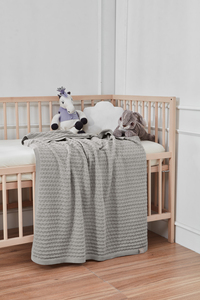 Manta de Bebé Tejida a Mano Estilo Europeo, 100% Algodón Orgánico, con Diseño de Animales/Puntos/Rayas/Dibujos Animados, Envoltura Suave y Plegable para Recién Nacidos - Product Image 3