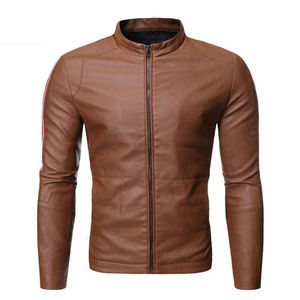 Chaqueta de Cuero Genuino para Hombre, Venta al por Mayor, Estilo Informal, Lisa, de Alta Calidad, Chaqueta de Cuero Negra Abrigada para Hombre - Product Image 2