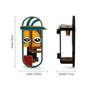 Applique murale en bois rectangulaire peinte à la main de 13 pouces Décoration intérieure écologique pour les occasions de Diwali - Product Image 6