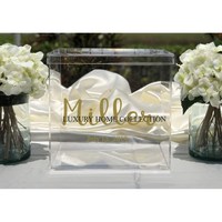 Boîtes de rangement pour cartes de mariage en métal et cristal Silver Ware Classic Unique Designer Grande taille Table Top Office Visiting Cards Box