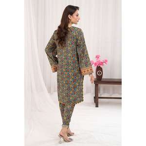 ชุดสูทผ้าลอนสีเขียวทะเลแบบ 2 ชิ้นสำหรับผู้หญิง (แบบยังไม่เย็บ) - Product Image 5