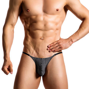 Ropa Interior Masculina Cómoda de Fibra de Bambú, Tanga Sexy con Encaje, Bolsa de Realce, Transpirable, con Logotipo Clásico - Product Image 5