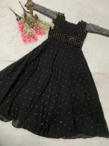 FULPARI Premium verde azulado negro Aanrkali vestido Floral Kurti para mujer totalmente cosido anarkali fiesta desgaste vestido anarkali Kurti vestido - Product Image 6