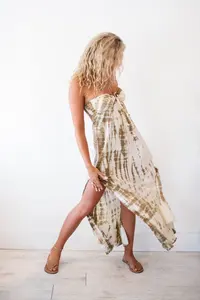 100% rayón atractivo estilo bohemio sin mangas Maxi vestido para mujer Sexy hombro sólido patrón vacaciones señoras vestido Casual - Product Image 6
