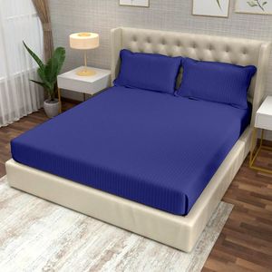 400 TC <b>Striped</b> Pure Cotton Bedsheet Premium White <b>Striped</b> <b>Bed</b> <b>Sheet</b> - Product Image 1